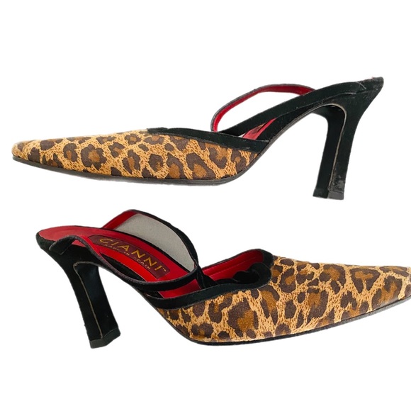 Cianni Made in Spain Vintage Animal Print Pointed Toe Heel 6.5 - Picture 2 of 5